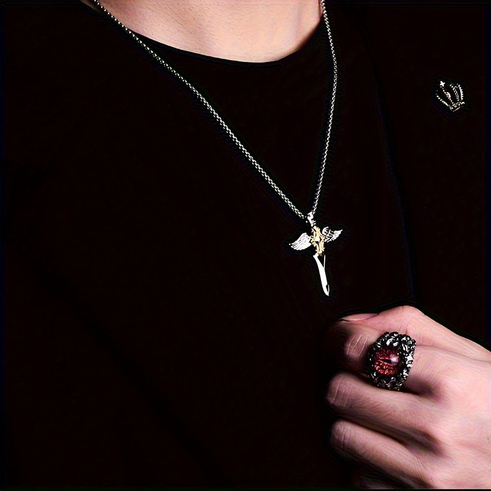 1pcs men's vintage necklace, angel necklace, 925 silver