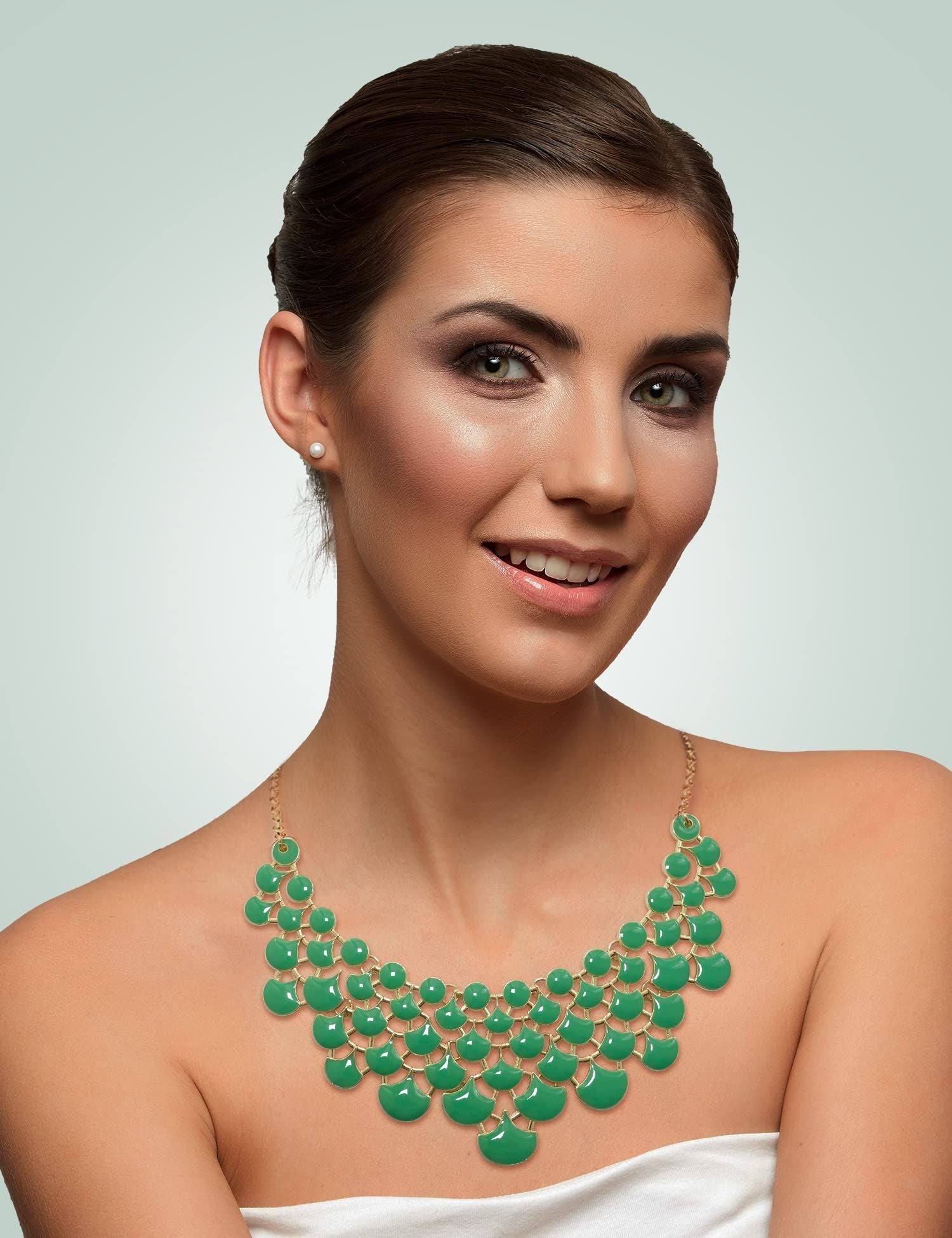 Jane Stone Fashion Statement Collar Necklace Vintage Openwork Bib Costume Jewelry