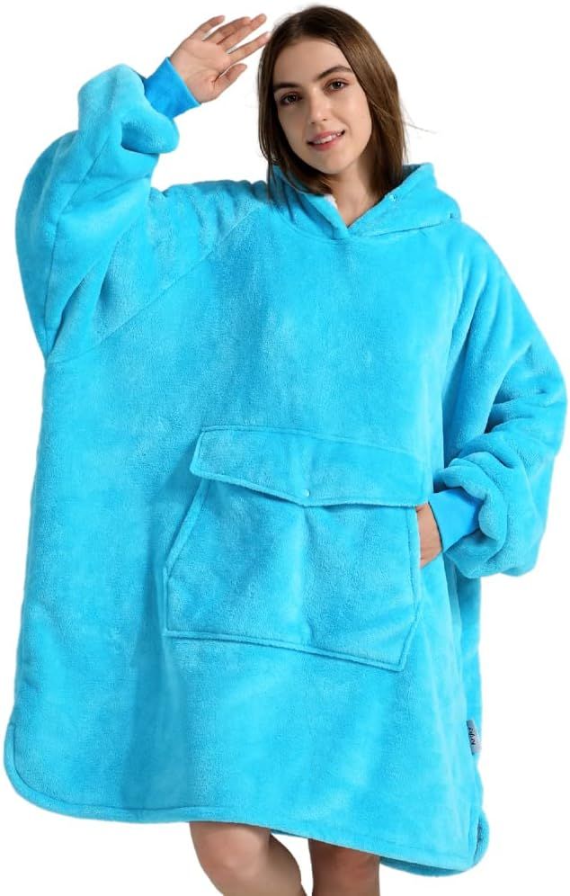 Krifey Wearable Blanket Hoodie, Oversized Sherpa Hooded as Birthday Gifts Christmas Gifts for Mom Women Girlfriend Men, Cozy Sweatshirt with Giant Pocket