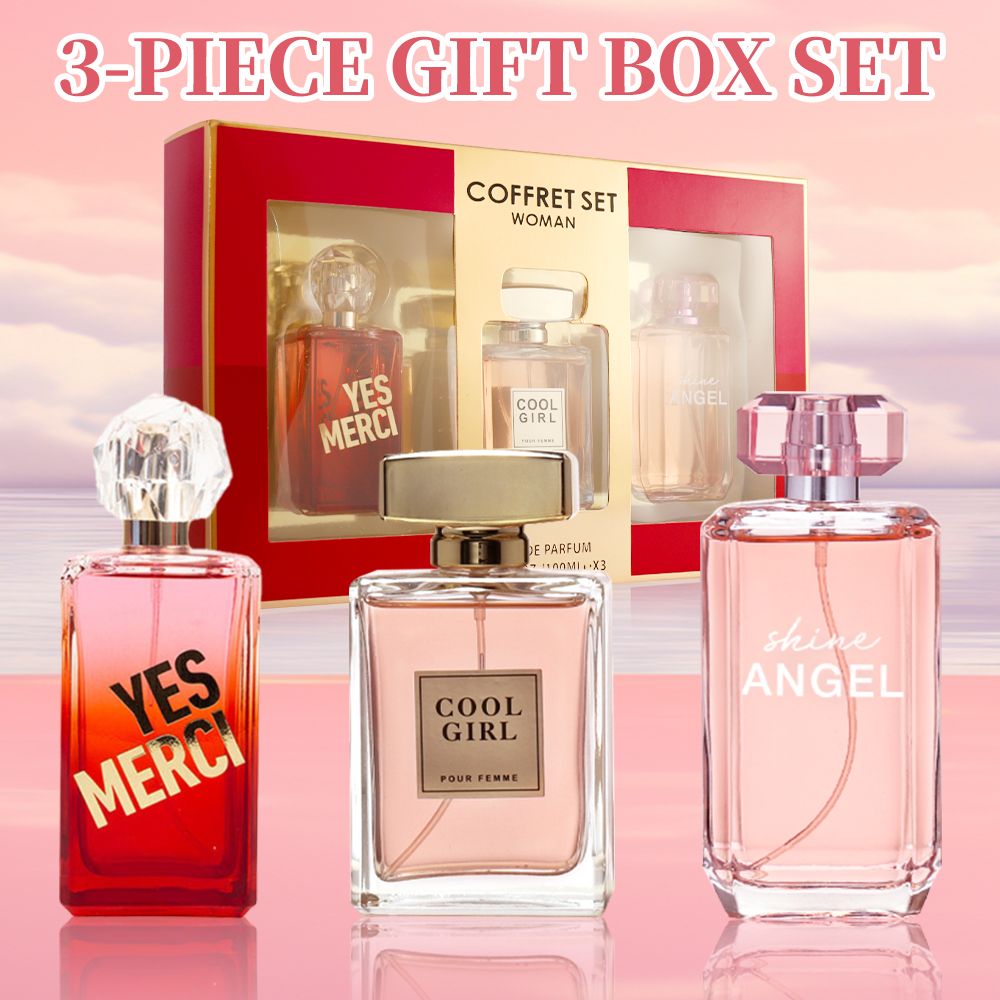 3-Piece Set, Women's Eau De Parfuma Spray Gift Box, Long Lasting Fragrance, 3 Different Flavor, Perfect for Holiday Gifts, Dating, Daily Life, Parties, 3.4fl.oz/bottle