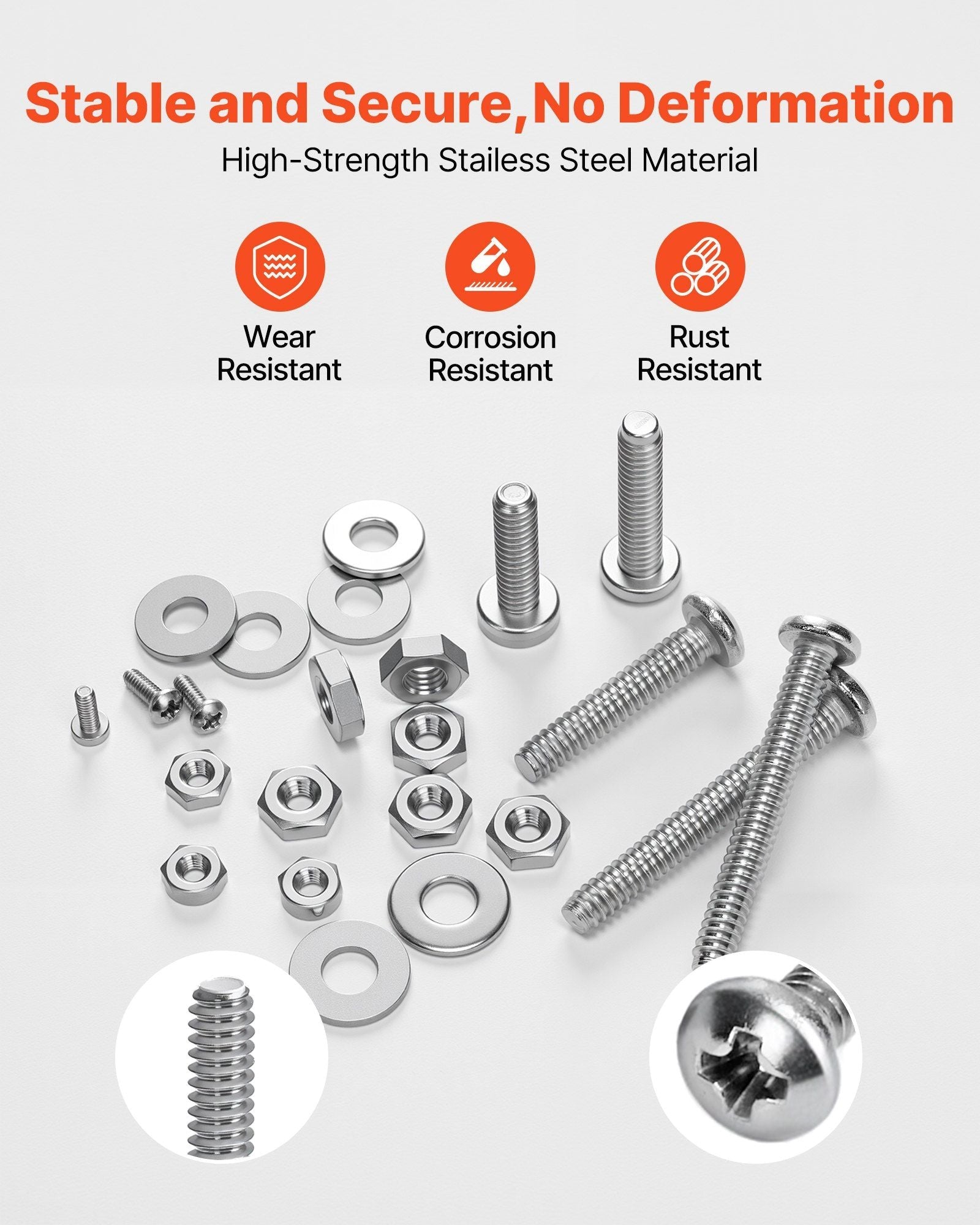 1110 Pcs Bolts Nuts Assortment Kit Imperial Stainless Steel for Furniture
