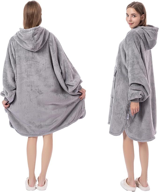 Krifey Wearable Blanket Hoodie, Oversized Sherpa Hooded as Birthday Gifts Christmas Gifts for Mom Women Girlfriend Men, Cozy Sweatshirt with Giant Pocket