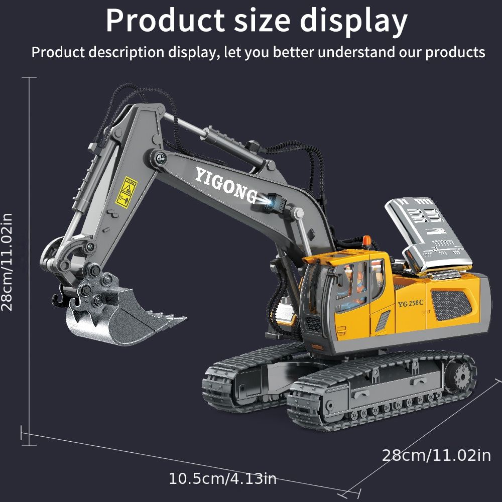 2.4G Remote Control; High Tech 11 Channels RC Excavator Dump Trucks Bulldozer Alloy Plastic Engineering Vehicle Electronic Toys For Boy Gifts