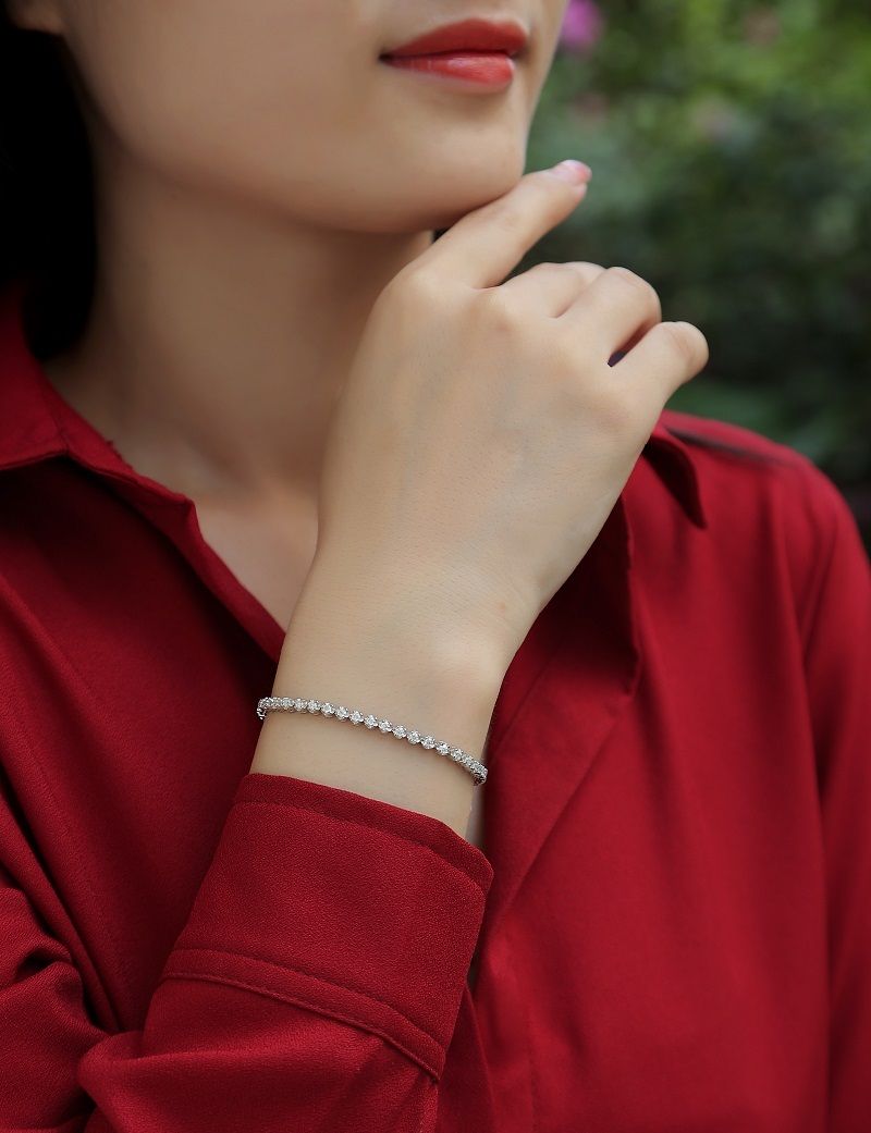 Starry Sky - Fashionable bracelet and Bangle jewelry set with Moissanite S925 sterling silver and Platinum-plated diamond
