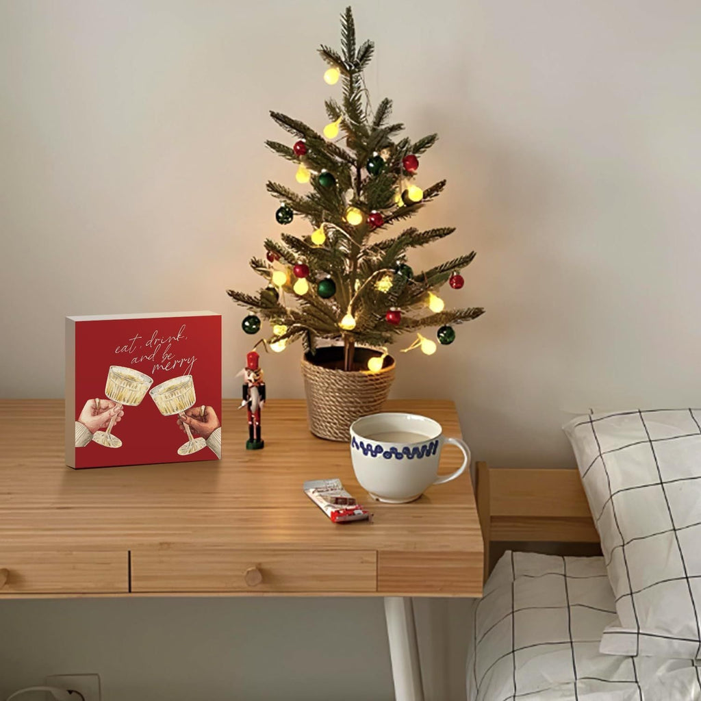 Christmas Decor Red Truck Christmas Wooden Box Signs Buffalo Plaid Christmas Decorations Christmas Decor for Home Office Bedroom Fireplace Car Tiered Tray Decor Christmas Gifts for Women 5x5