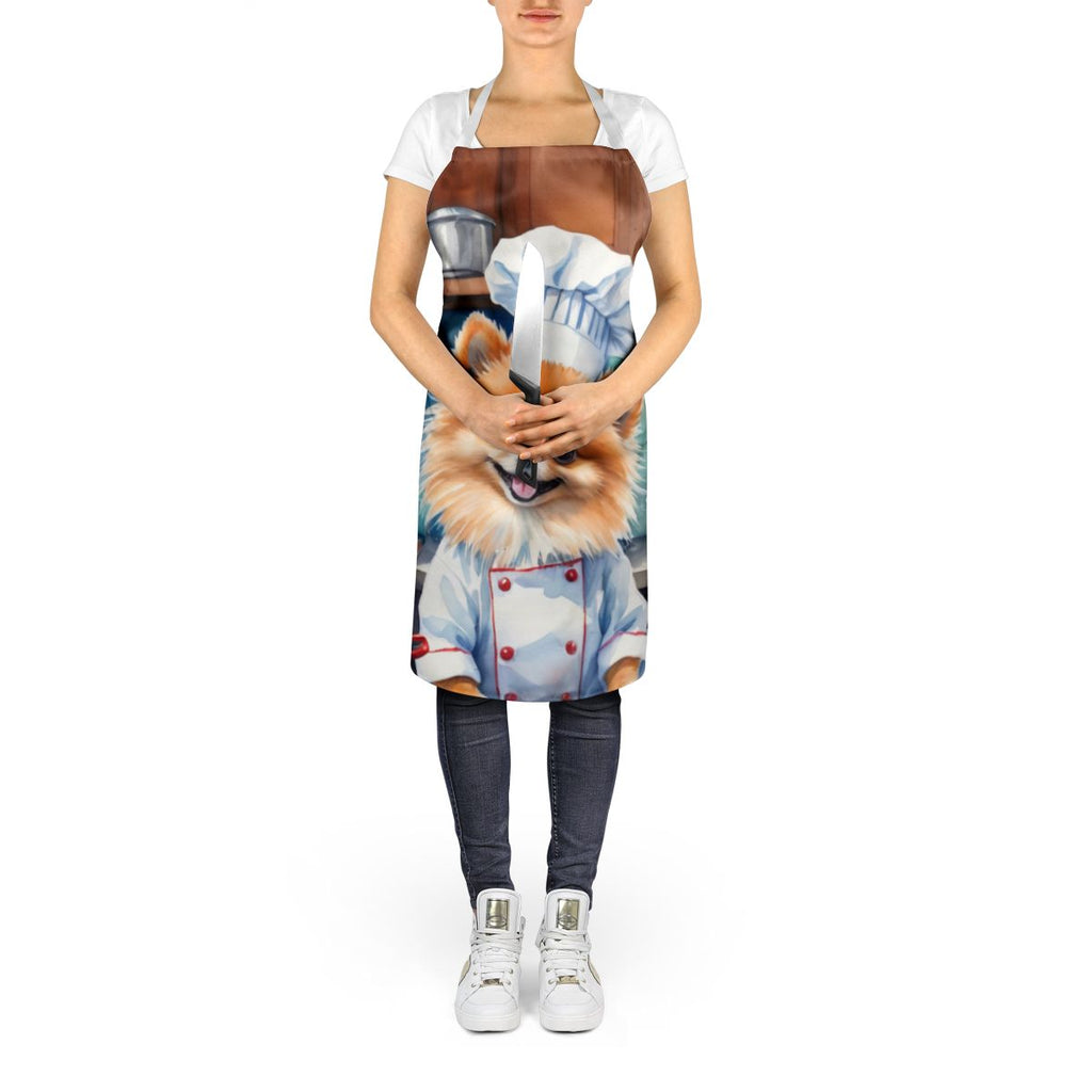 Pomeranian The Chef Apron Cooking Kitchen Server Baking Crafts Gardening for Adult Women Men, Unisex, Large, Multicolor