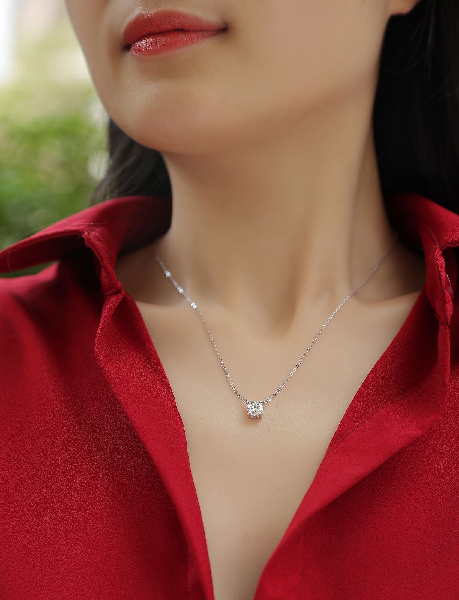 My Heart Will Last Forever - A fashionable and trendy jewelry necklace pendant set with 1-carat and 2-carat Moissanite S925 sterling silver