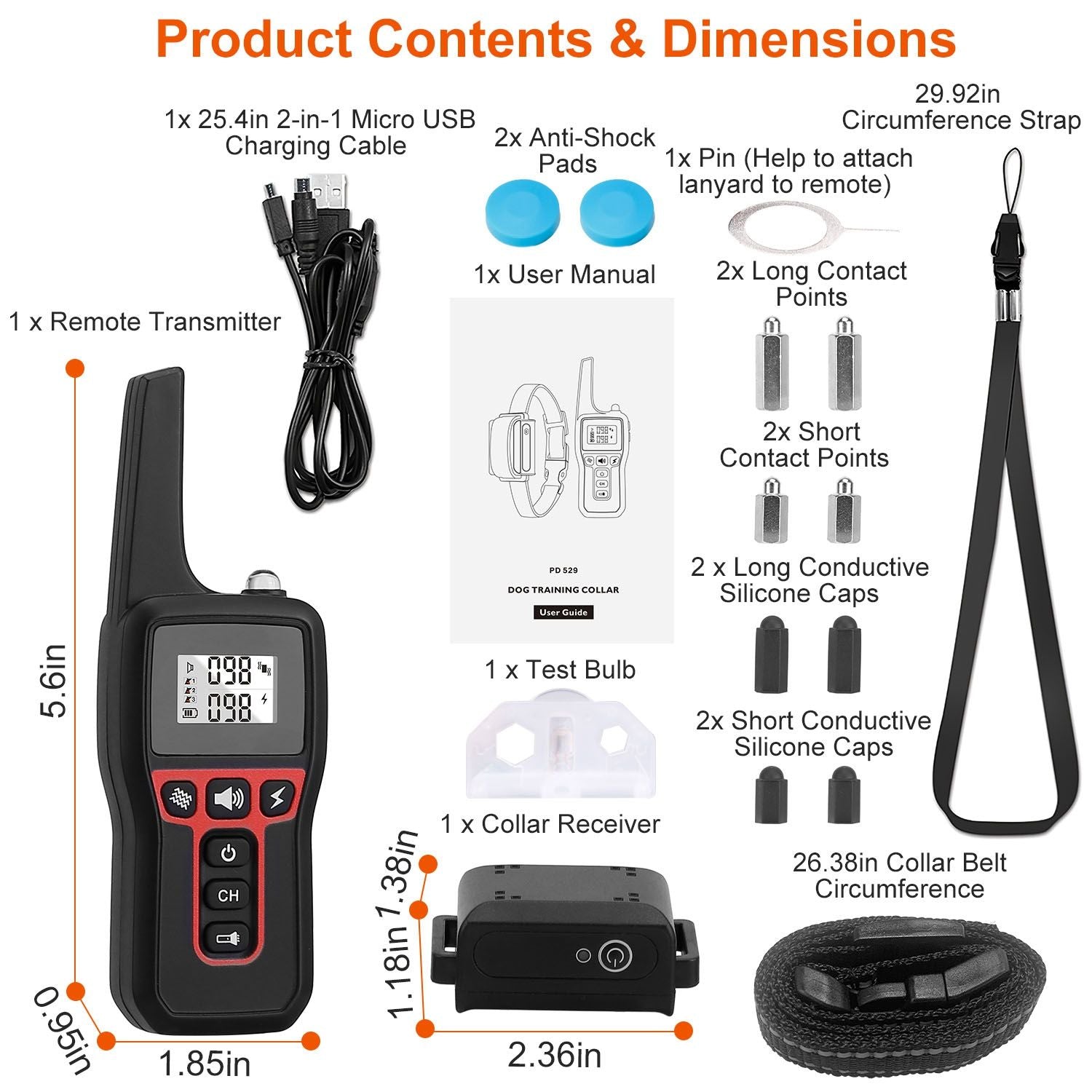 Long-Range Dog Training Collar - 3280FT Waterproof with Vibration, Beep & Shock Features