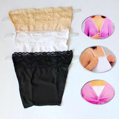8 Pack Women Lace Cami Clip-on Mock Camisole Overlay Modesty Panel for Low-Cut Shirt
