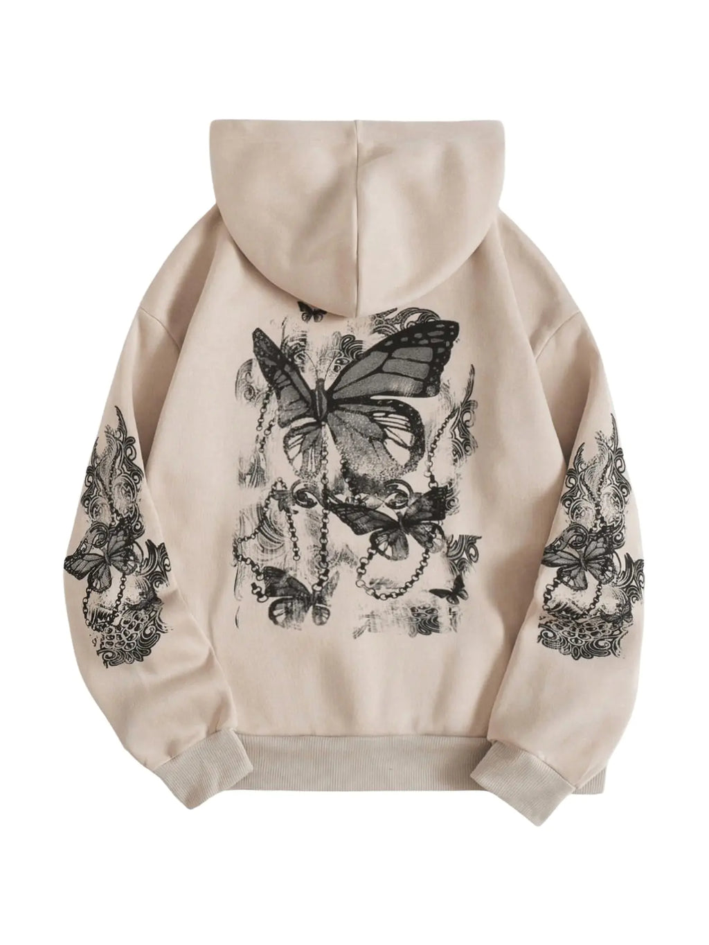 Womens Graphic Hooded Sweatshirt Long Sleeve Drop Shoulder Pullover Hoodies with Pockets Apricot Medium